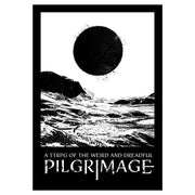 Pilgrimage (PREORDER) - Black and white book cover featuring turbulent ocean waves under a large dark circle sun with bold white text reading "A.