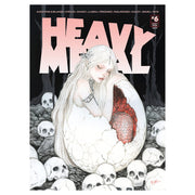 Heavy Metal Magazine #6B - Heavy Metal Magazine #6B cover featuring a pale, white-haired woman emerging from a cracked egg surrounded by skulls on a.