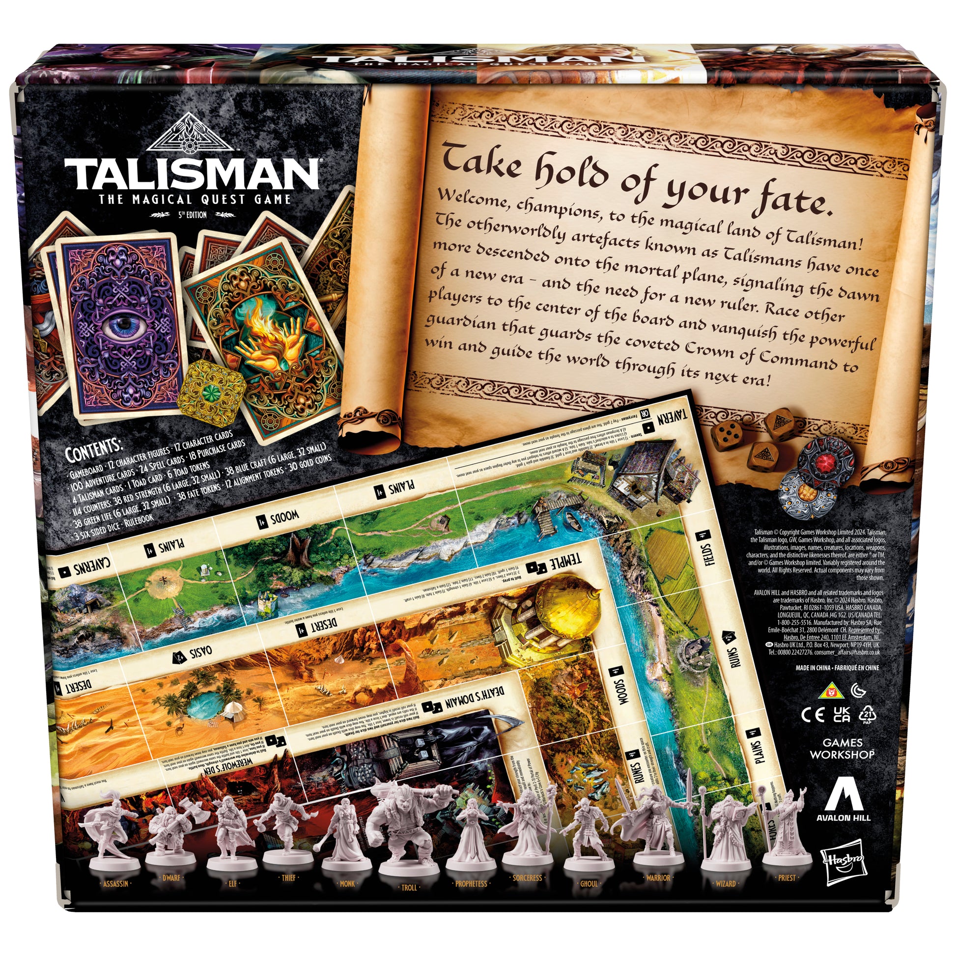 Talisman Core - Talisman Core board game box featuring detailed fantasy-themed game board, character miniatures, and illustrated cards with.