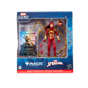 Marvel Legends Series Magic: The Gathering Mary Jane Watson (Iron Spider) - Red and gold Iron Spider Mary Jane Watson action figure with collectible card in blue Marvel Legends packaging.