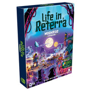 Life in Reterra: Moonrise Expansion - Life in Reterra Moonrise Expansion board game box with vibrant fantasy cityscape and glowing full moon illustration.