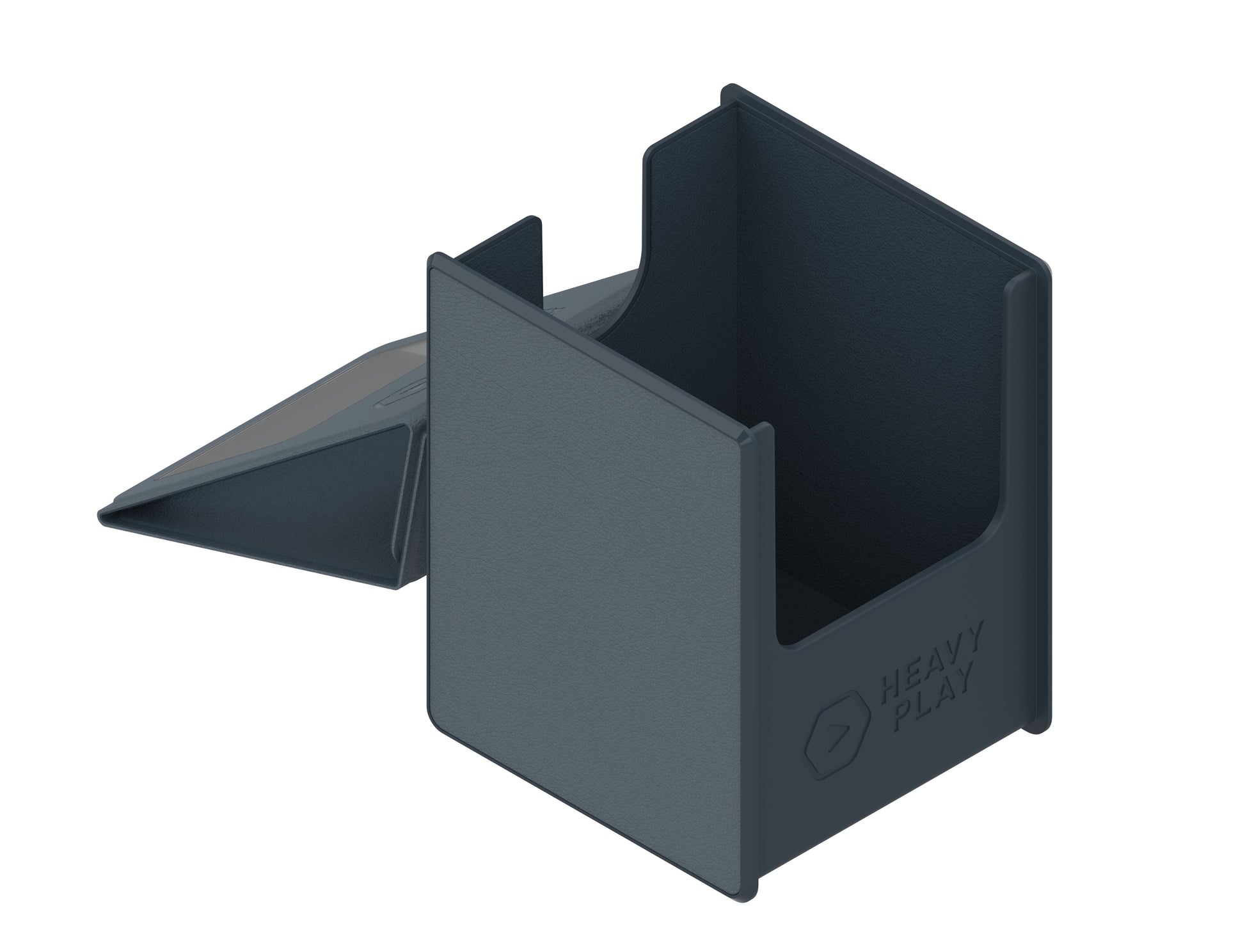 Heavy Play RFG Deck Box MAX 100 Double Sleeved Artificer Grey - Matte grey double-sided deck box with a hinged lid and deep storage compartment.