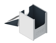 Heavy Play RFG Deck Box MAX 100 Double Sleeved Cleric White - White rectangular deck box with hinged lid, black interior, and Heavy Play logo embossed on the side.