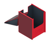 Heavy Play RFG Deck Box MAX 100 Double Sleeved Barbarian Red - Red rectangular deck box with black interior, designed to hold double-sleeved cards, featuring a detachable lid and sturdy.