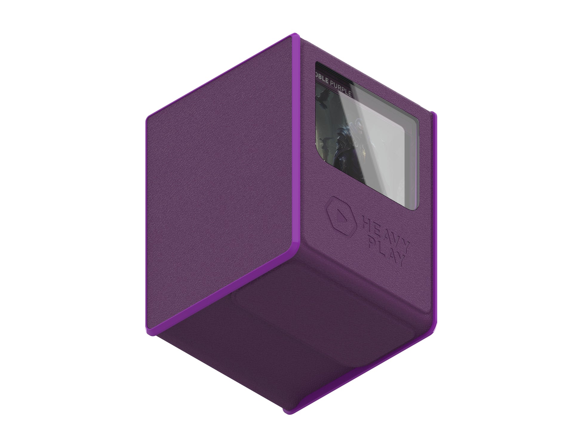 Heavy Play: RFG Deck Box MAX 100 DS - Noble Purple - Noble purple rectangular deck box with textured finish and transparent window on top panel.