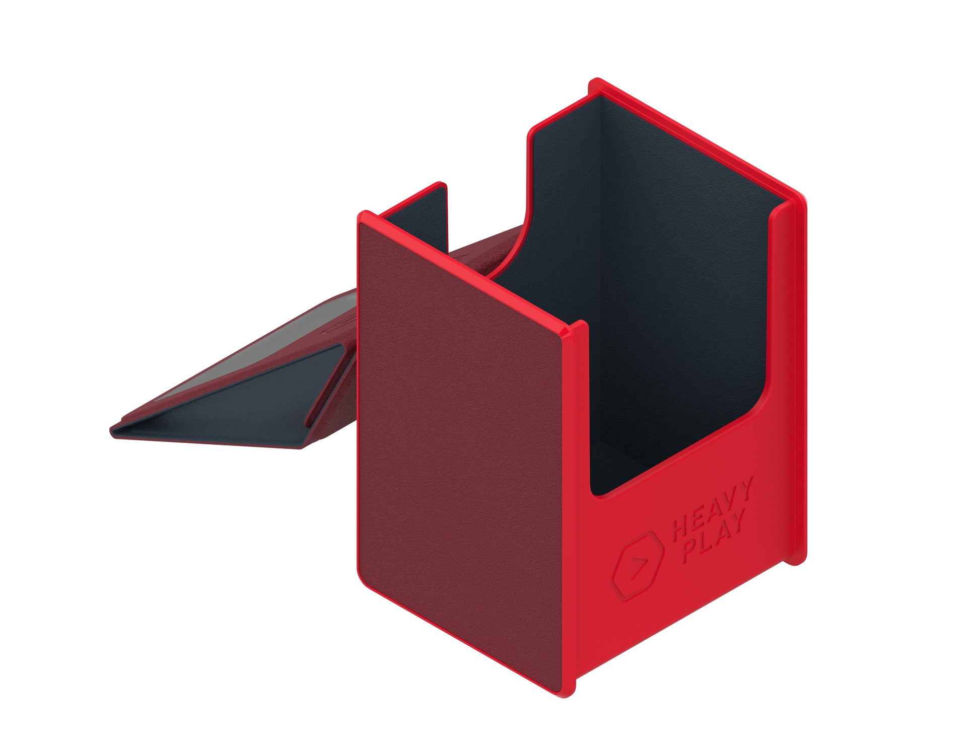 Heavy Play RFG Deck Box MAX 80 Double Sleeved Barbarian Red - Red rectangular deck box with a hinged lid and black interior lining designed for card storage.
