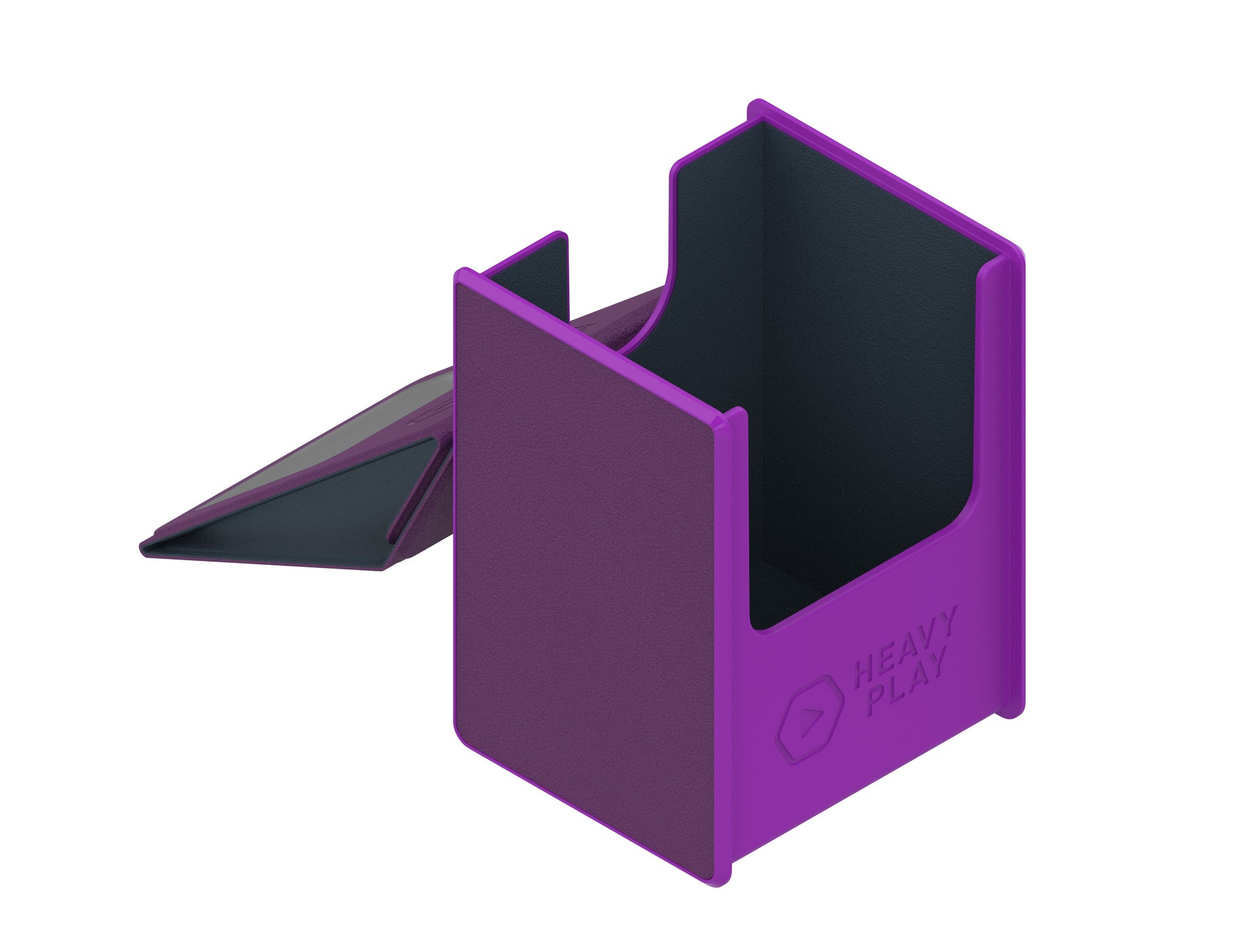 Heavy Play: RFG Deck Box MAX 80 DS - Noble Purple - Purple rectangular card deck box with open hinged lid and black interior lining.