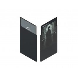 Heavy Play: CURV Sleeves Standard - Warlock Black - Black card sleeves with matte finish, featuring a dark, shadowy figure illustration on the front and a plain black back.