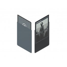 Heavy Play: CURV Sleeves Standard - Artificer Grey - Two sleek rectangular card sleeves in matte grey, one showing a transparent window with an inserted card design, made for.