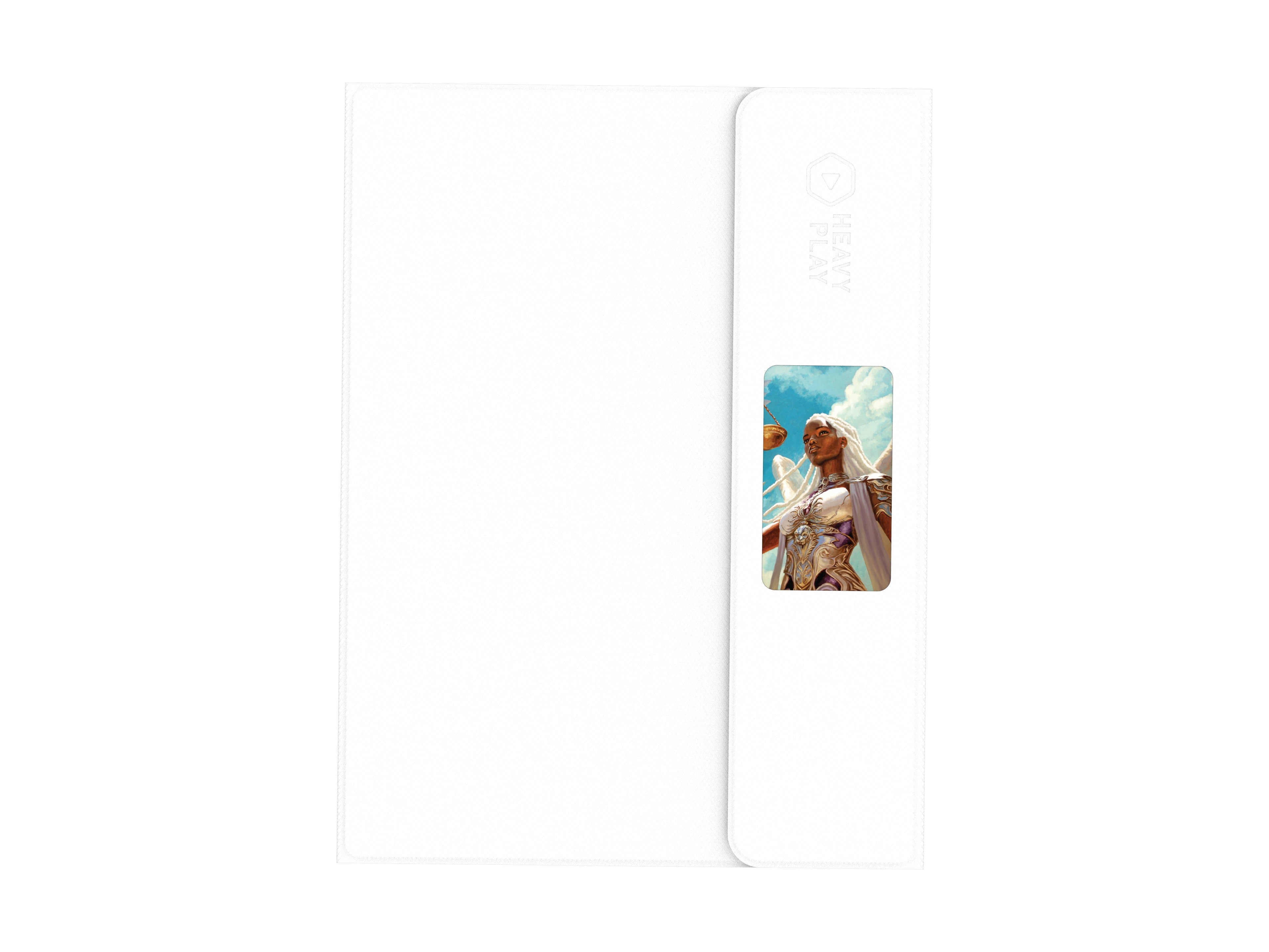 Heavy Play ETB Playmat: Dan Scott - Angels (PREORDER) - White rectangular playmat with a vertical strip on the right featuring colorful angelic artwork by Dan Scott.