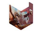 Heavy Play ETB Playmat: Dan Scott - Dragons (PREORDER) - Folded playmat featuring detailed artwork of two fierce dragons in a dynamic battle scene with earthy tones and vibrant reds.
