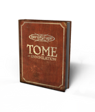 Heroscape: Tome of Annihilation Lore Book (PREORDER) - Brown hardcover book titled Heroscape Tome of Annihilation with ornate gold border detailing.