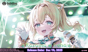 hololive OCG: Kazama Iroha Start Deck Green - Trading card featuring anime character Kazama Iroha with blonde hair and green eyes, colorful fantasy background.