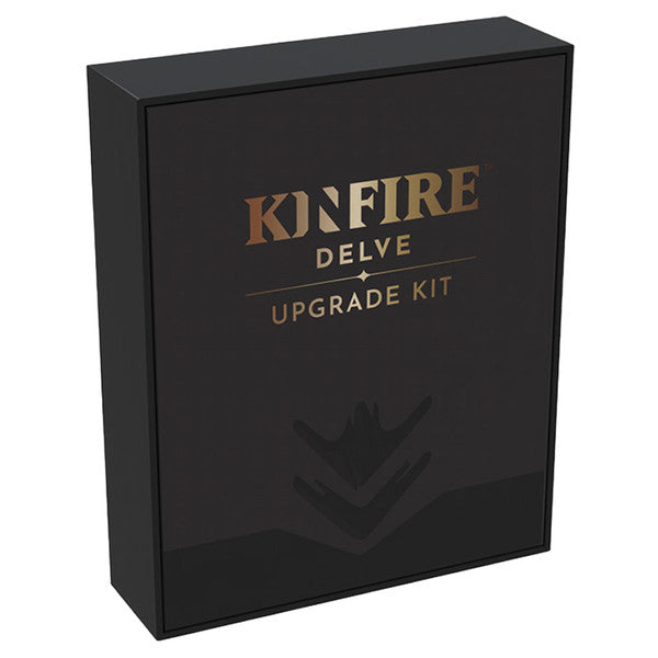 Kinfire Delve Upgrade Kit - Black rectangular box with gold foil text reading Kinfire Delve Upgrade Kit and subtle embossed chevron design beneath text.