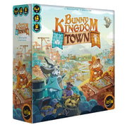 Bunny Kingdom Town (PREORDER) - Colorful board game box featuring anthropomorphic rabbits in medieval town setting with banners and market stalls.