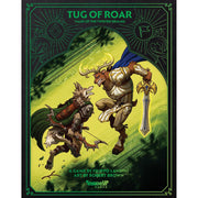 Twisted Realms: Tug of Roar (PREORDER) - Board game box featuring fantasy artwork of a muscular minotaur and armored warrior poised to battle in a green and black.