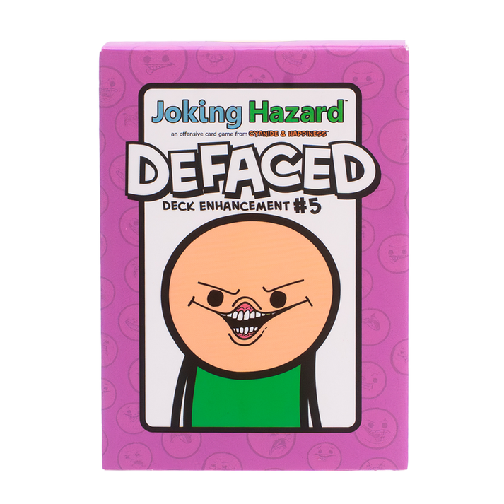 Joking Hazard: Deck Enhancement #5 (PREORDER) - Purple rectangular card game box with cartoon character and bold "DEFACED" title on front.
