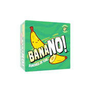 BanaNO! - Green square box for BanaNO! family party game featuring cartoon banana and banana peel illustrations with bold white and.