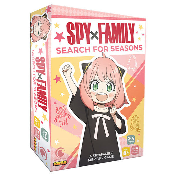 Spy x Family: Search For Seasons - Spy x Family Search For Seasons board game box featuring pink-haired anime girl with raised fist, colorful stars, and.