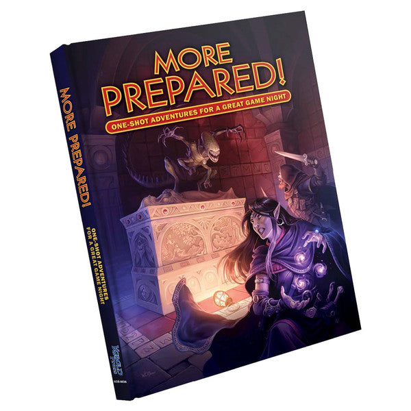 Tales of the Valiant: Adventure: More Prepared! - Dark fantasy RPG book cover featuring a wizard casting a glowing spell near a dragon statue and ancient stone altar.
