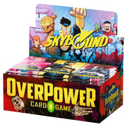 OverPower CCG: Skybound Booster Display (PREORDER) - Colorful OverPower CCG Skybound booster display box with comic-style superhero artwork and bold yellow logo.