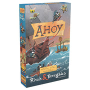 Ahoy: Rivals & Renegades Expansion - Colorful game box featuring a pirate ship sailing choppy blue waters with characters in action on the cover.
