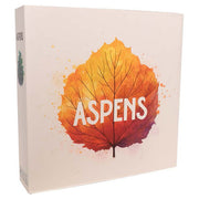 Aspens: Deluxe Edition - Square box with a large orange and yellow autumn leaf illustration and white "ASPENS" text on the front.