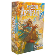 Aspens: Ancient Artifacts (PREORDER) - Colorful board game box titled Ancient Artifacts with an illustration of a robed figure reaching toward glowing orange.
