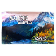 Aspens: Majestic Marvels (PREORDER) - Rectangular game box with colorful mountain landscape featuring blue peaks, green and orange trees, and a reflective lake,.