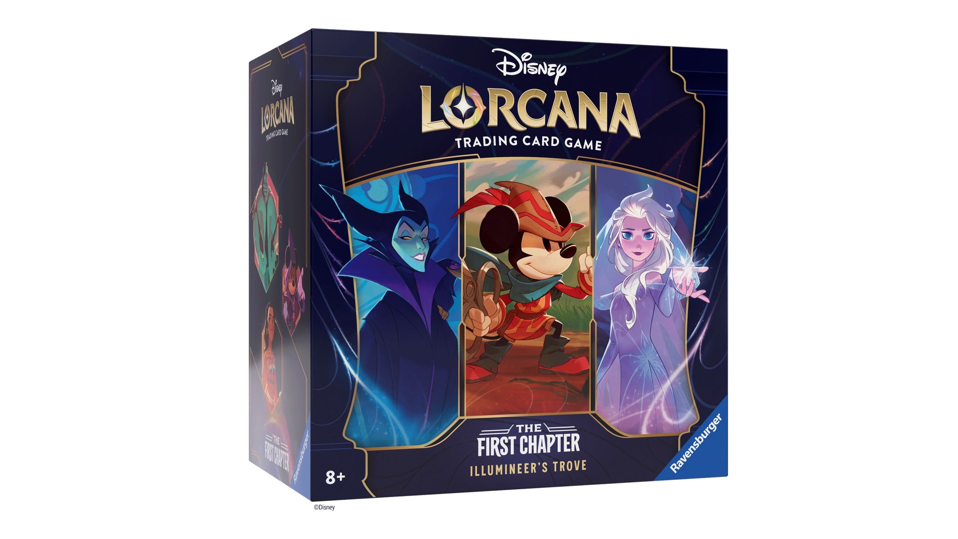 Lorcana Trading Card Game: The First Chapter Illumineer's Trove - Disney Lorcana trading card game box with vibrant character illustrations and gold foil accents.