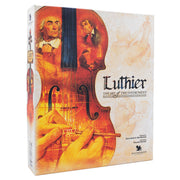 Luthier: The Art of the Instrument - Book cover featuring an orange-brown violin with detailed f-holes and hands tuning strings, title in black serif font on.