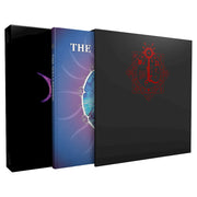Invisible Sun: The Wellspring (PREORDER) - Black box set with red geometric and eye design, including a blue and purple album cover featuring a glowing sun and watery.