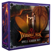 Invisible Sun: Spell Cards Set (PREORDER) - Purple boxed Invisible Sun Spell Cards Set featuring fantasy artwork of a robed figure holding a glowing staff before a.