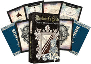 Bluebeard's Bride RPG: Deck of Mysterious Objects - Black box deck labeled Bluebeard's Bride with vintage-style illustrated cards in muted tones, featuring detailed drawings.