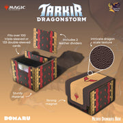 Magic the Gathering Tarkir Dragonstorm Domaru Box - Neriv - Rectangular durable card storage box with red and black dragon scale design, leather dividers, and strong clasp.