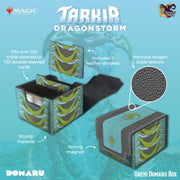 Magic the Gathering Tarkir Dragonstorm Domaru Box - Ureni - Blue and green Magic the Gathering deck box with dragon scale texture and leather dividers.