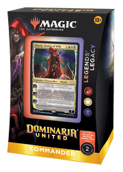 Magic: the Gathering -  Dominaria United Commander - Legends' Legacy - The Gathering Dominaria United Commander Legends' Legacy deck box with character art and game card displayed on front.