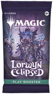 Magic: The Gathering - Lorwyn Eclipsed Play Booster Pack - The Gathering Lorwyn Eclipsed booster pack with fantasy character artwork and white logo text.