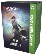 Magic: The Gathering - Lorwyn Eclipsed Theme Deck - Angels - The Gathering Lorwyn Eclipsed Theme Deck box with angelic figure wings glowing against dark background, green side panel,.