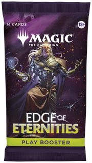 Magic: The Gathering - Edge of Eternities Play Booster Pack - The Gathering play booster pack with a mystical armored character and the text "Edge of Eternities" and "14 cards".