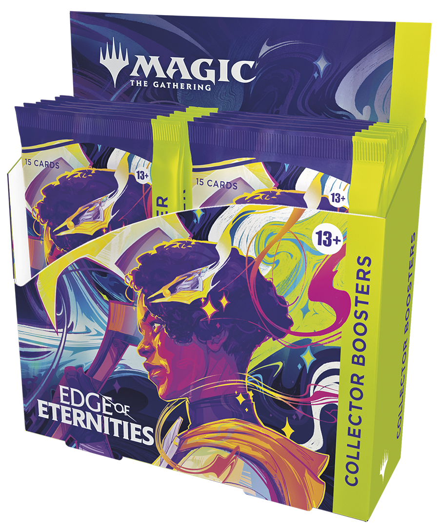 Magic: The Gathering - Edge of Eternities Collector Box - The Gathering Edge of Eternities collector box with booster packs featuring colorful fantasy artwork.