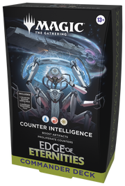 Magic: The Gathering - Edge of Eternities Commander Deck: Counter Intelligence - The Gathering Edge of Eternities Commander Deck box featuring futuristic robotic artwork and neon blue glowing effects.