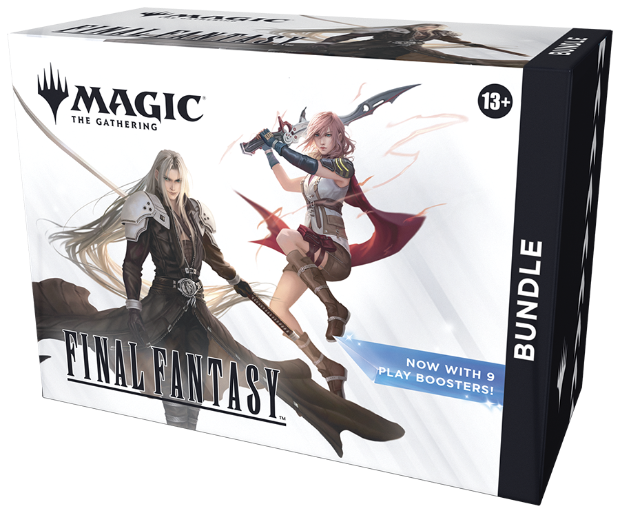 Magic: The Gathering - Final Fantasy Bundle - The Gathering Final Fantasy Bundle box featuring artwork of two fantasy characters in action poses, primarily white with.