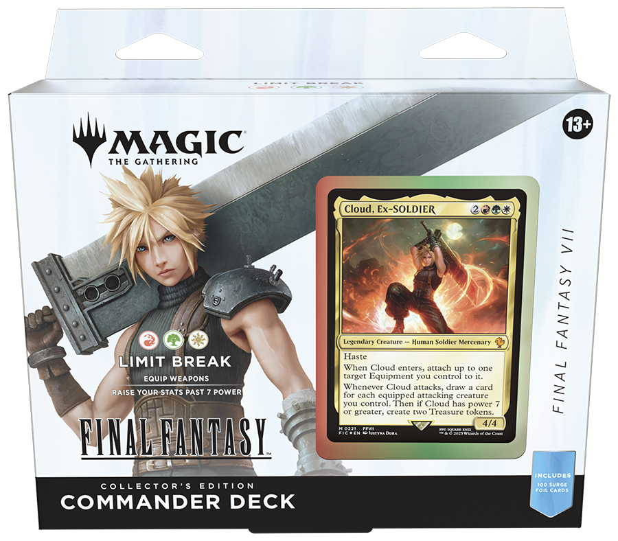 Magic: The Gathering - Final Fantasy Collector Commander Deck: Limit Break - The Gathering Final Fantasy Collector Commander Deck box featuring Cloud Strife artwork with a visible gold-bordered trading