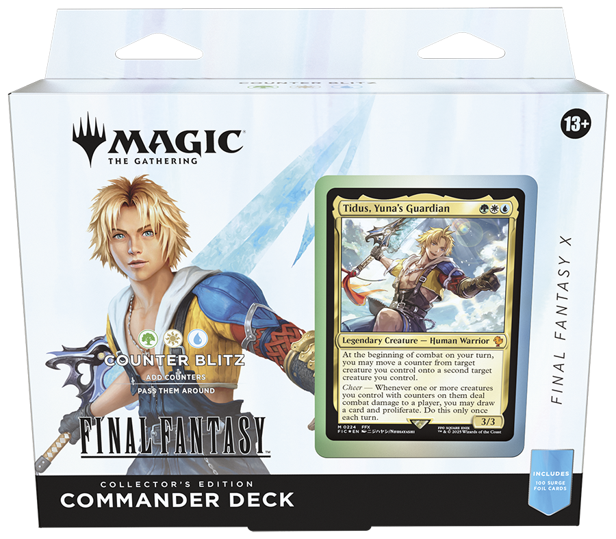 Magic: The Gathering - Final Fantasy Collector Commander Deck: Counter Blitz - The Gathering Final Fantasy Collector Commander Deck featuring a blond-haired warrior on the front with blue and white.