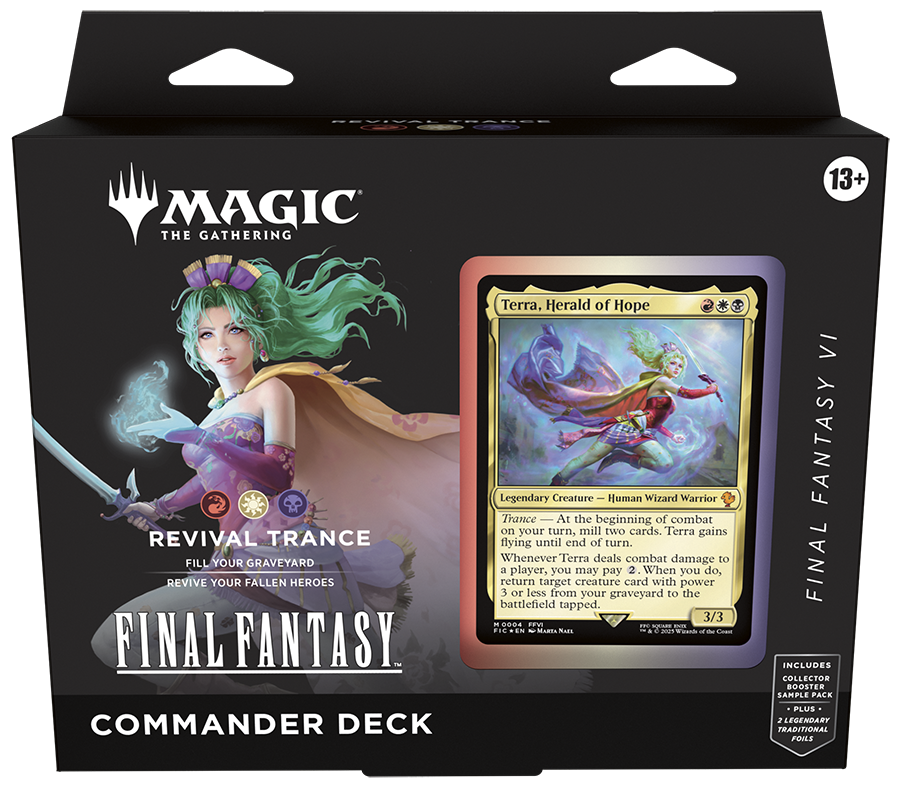 Magic: The Gathering - Final Fantasy Commander Deck: Revival Trance - The Gathering Revival Trance commander deck box featuring a mystical female character with flowing green hair and glowing.