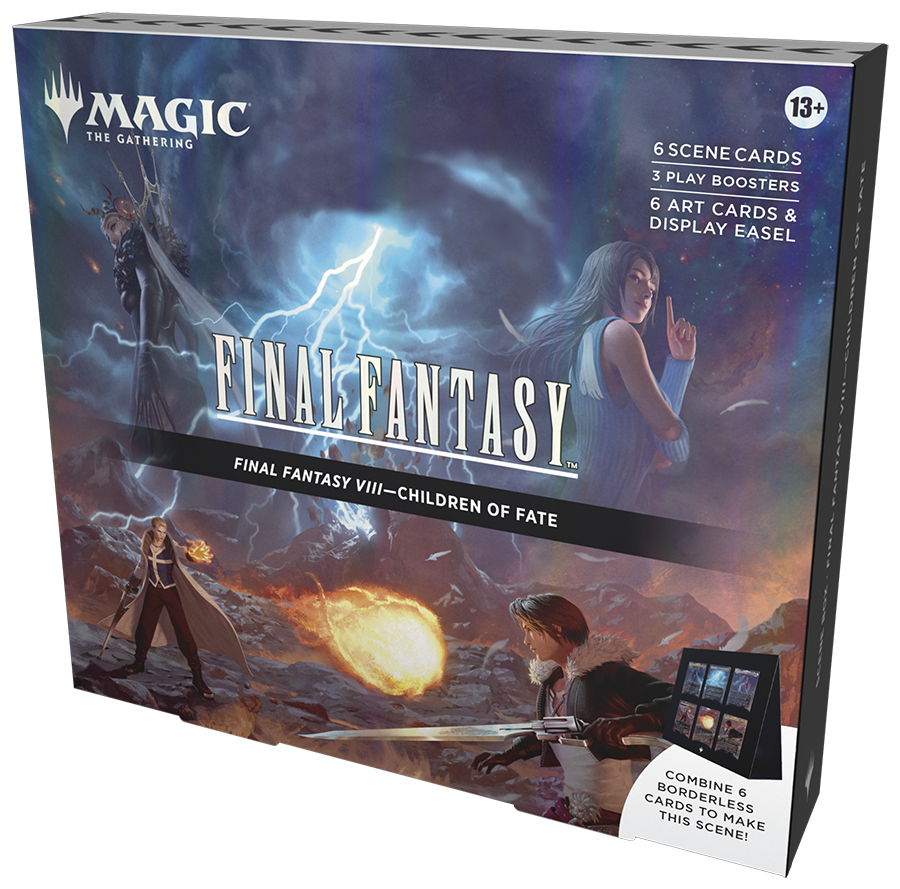 Magic: The Gathering - Final Fantasy Scene Box - Children of Fate - The Gathering Final Fantasy Scene Box featuring dark fantasy artwork with characters, fiery explosion, and stormy sky on a.