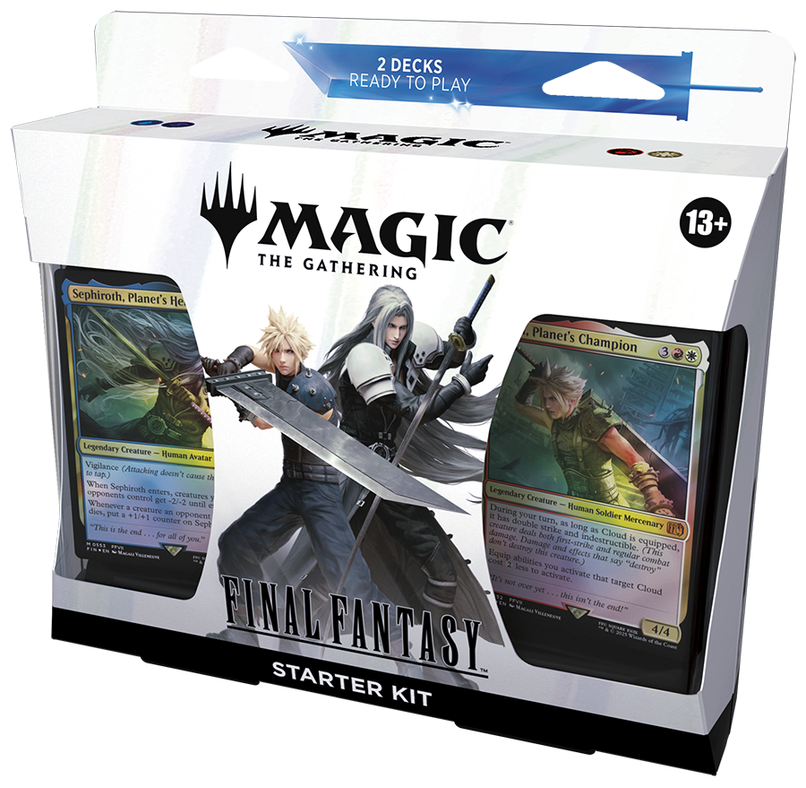 Magic: The Gathering - Final Fantasy Starter Deck - The Gathering Final Fantasy starter deck box with fantasy character artwork and two visible holographic cards inside.