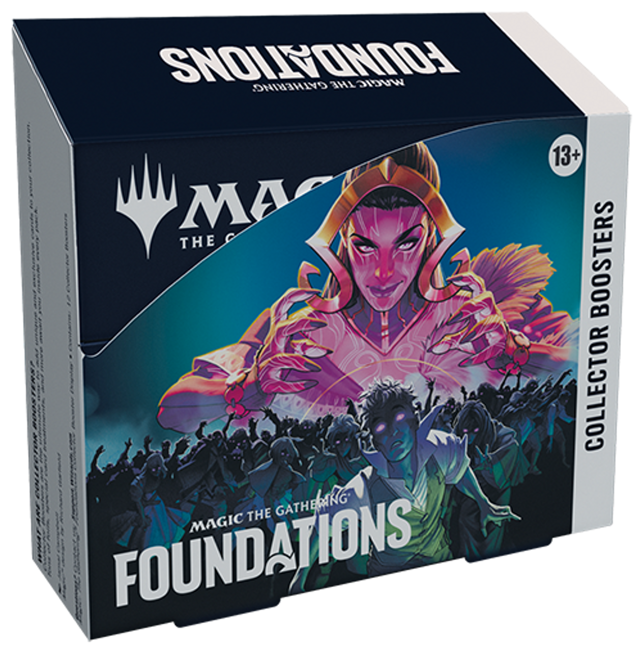 Magic: The Gathering - Foundations Collector Booster Box - The Gathering Foundations Collector Booster Box with vivid fantasy artwork featuring a glowing magical figure and dark.