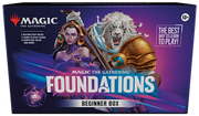 Magic: The Gathering - Foundations Learn to Play Beginner Box - The Gathering Foundations beginner box with female character and white lion artwork on front.